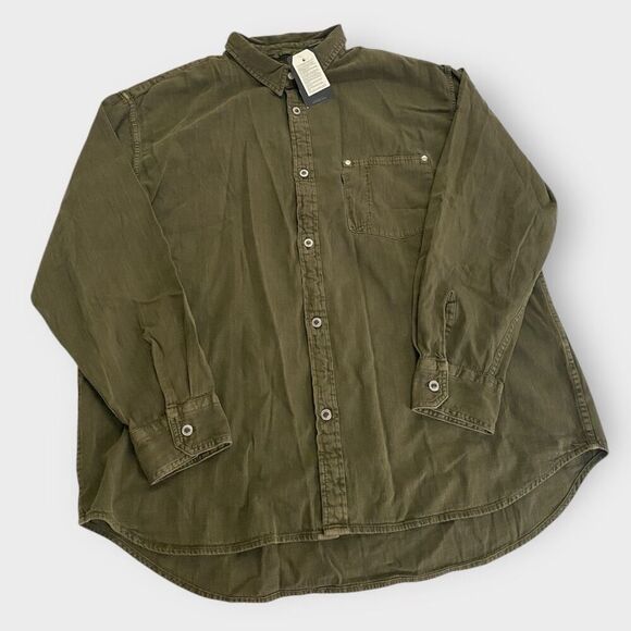 Levis Silver Tab Oversized Button Down Long Sleeve Shirt Olive Green Mens size L - Picture 4 of 11